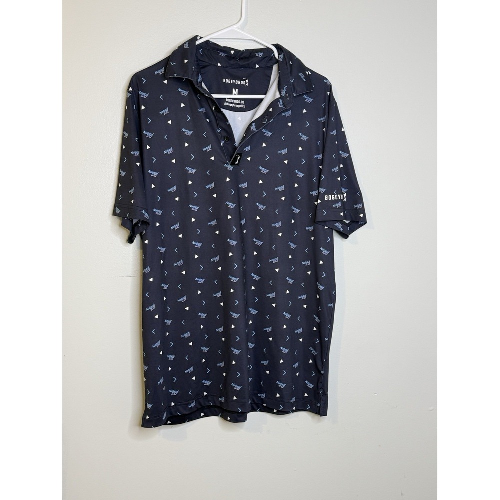 Bogey Bros Polo Shirt Mens M Navy Natural Slice Golf Performance Stretch